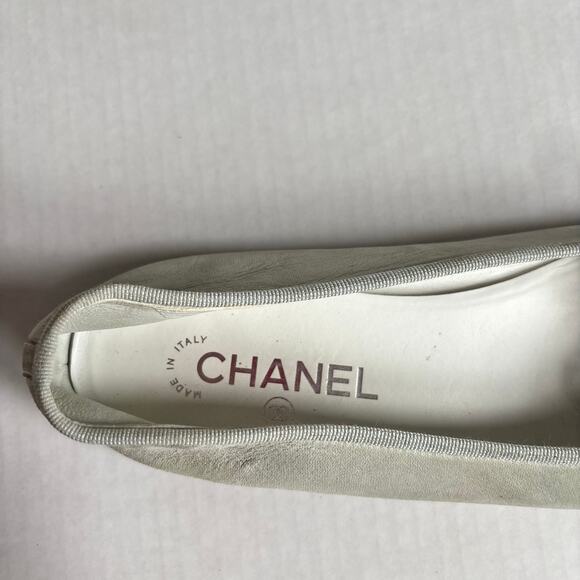 Chanel Cap Toe CC Logo Ballet Flats Gray Black Patent Leather Shoes Size EU 41 - Picture 16 of 16